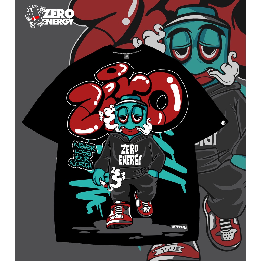 ZERO ENERGY - RAKUGAKI T-SHIRT (RED-BLACK)