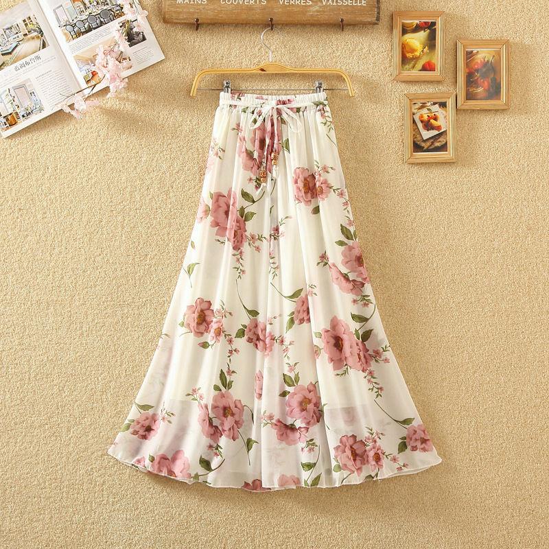 Skirt kembang chiffon floral skirt labuh skirt palas skrit woman long ...