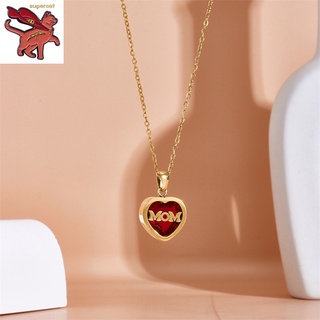 Original 18k Saudi Gold Jewelry Sets Pawnable Necklace Women's Heart-shaped  Letters Love Mama Pendant Earrings Two Set of Mother's Day Gifts