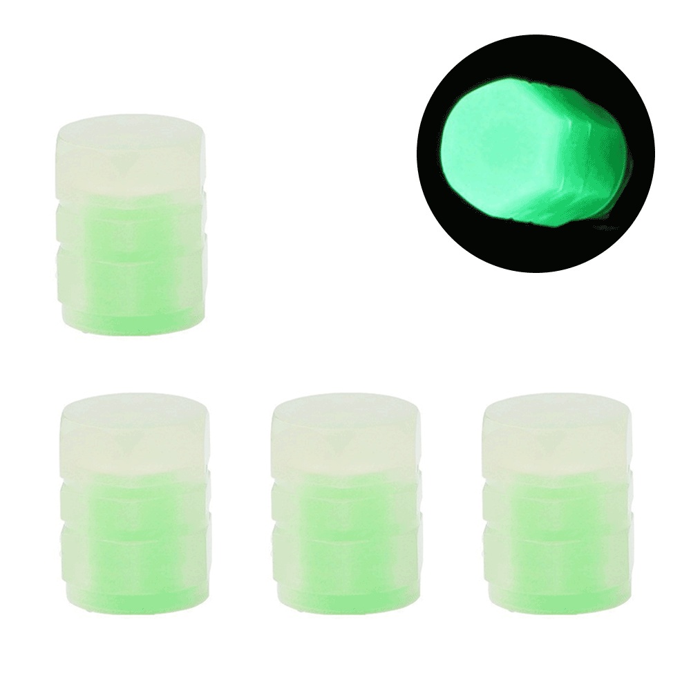 4pcs Luminous Valve Caps Fluorescent Night Glowing Car Motorcycle ...