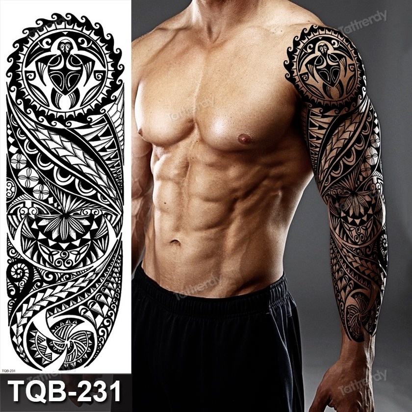 temporary tatoo for men full arm sleeve tattoo large waterproof black ...