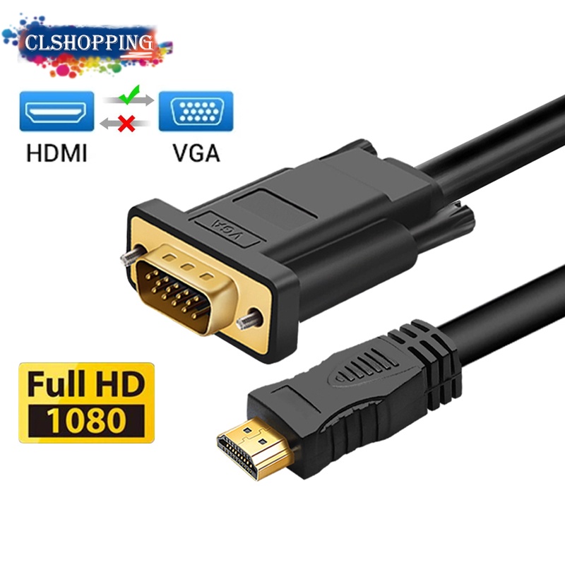 1.8M HDMI to VGA Cable HD 1080P HDMI Male to VGA Male Video Converter  Adapter for PC Laptop