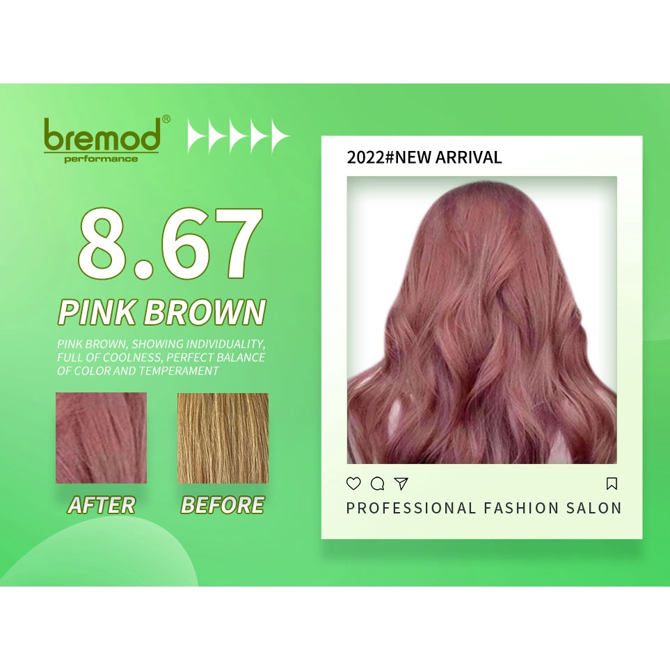Bremod Fashion Hair Color Ml Dye Cream Ash Pink Light Purple Blonde Brown Salon Styling Br
