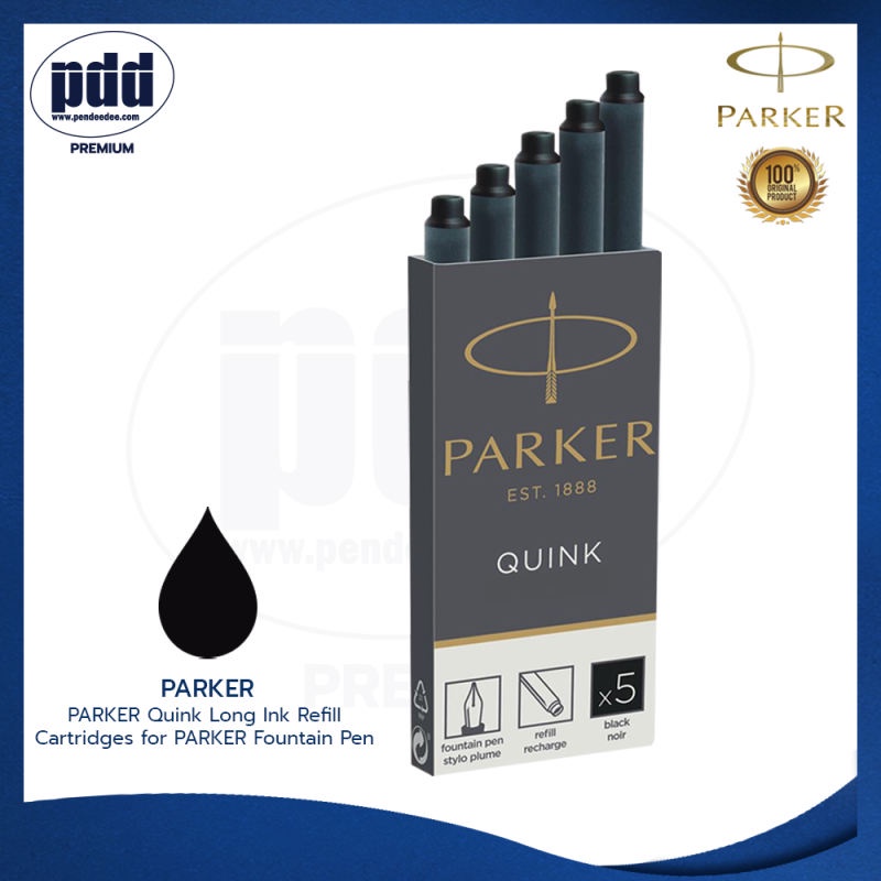 Parker Quink Long Ink Refill Cartridges 1 pack. Long Blue, Black