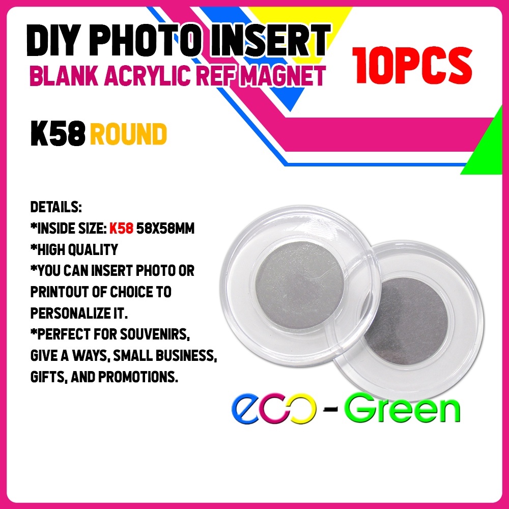 10pcs blank K-58 Round Acrylic Photo Insert Ref Magnet Souvenirs ...