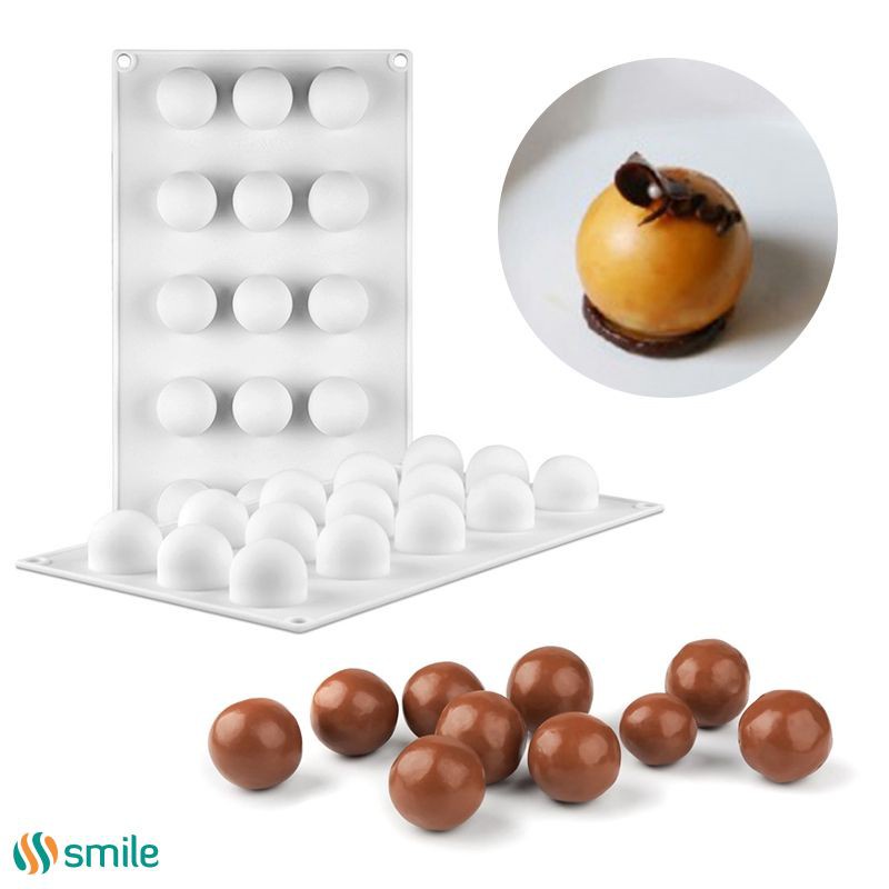 3D Silicone Molds Mini Truffle 15 Hole Round Ball Shaped Baking Moulds Cake  Mold for Dessert