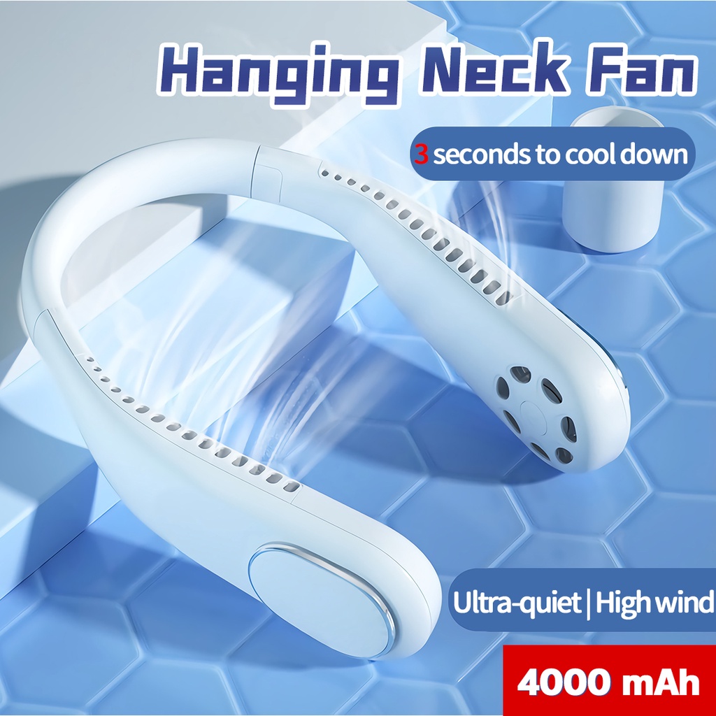 Portable Neck Fan Wireless USB Rechargeable Mini Fan cooling Bladeless ...