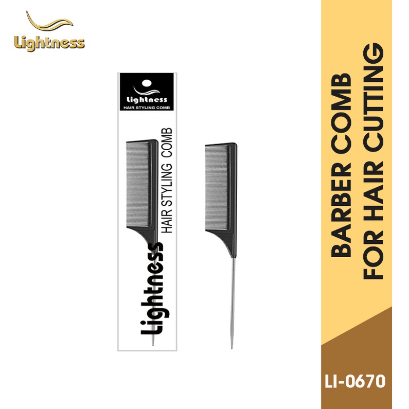 LIGHTNESS BARBER COMB METAL POINT PINTAIL COMB (LI-0670) | Shopee ...
