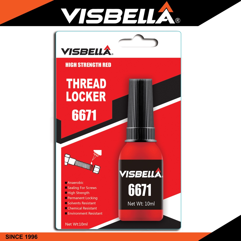 Visbella Thread Locker 6671 High Strength Red thread locker & sealing
