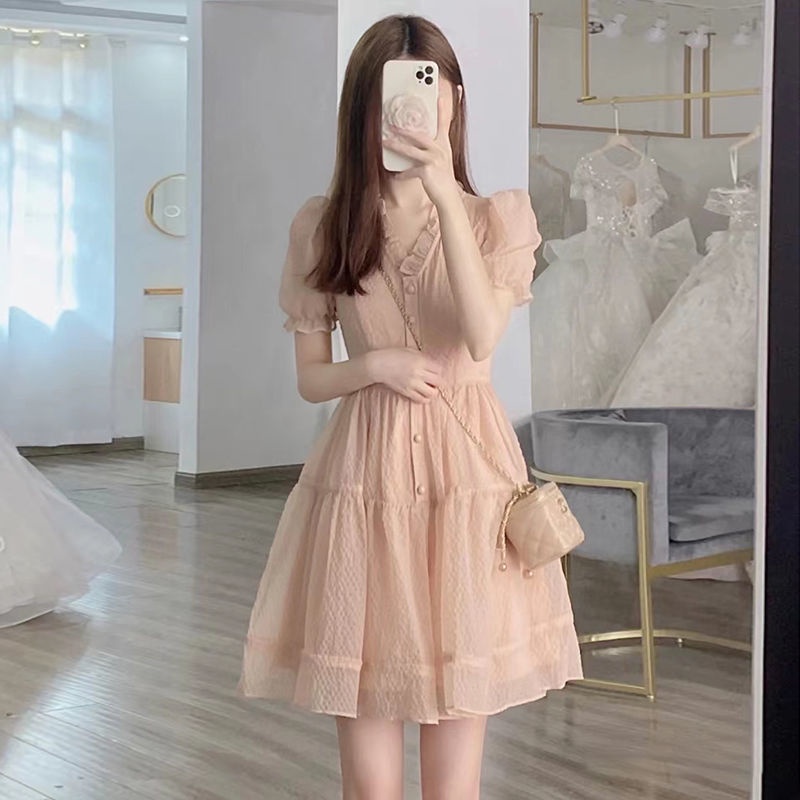 Fairy Dress Summer Fashion Pink short sleeve Dress | Shopee Philippines