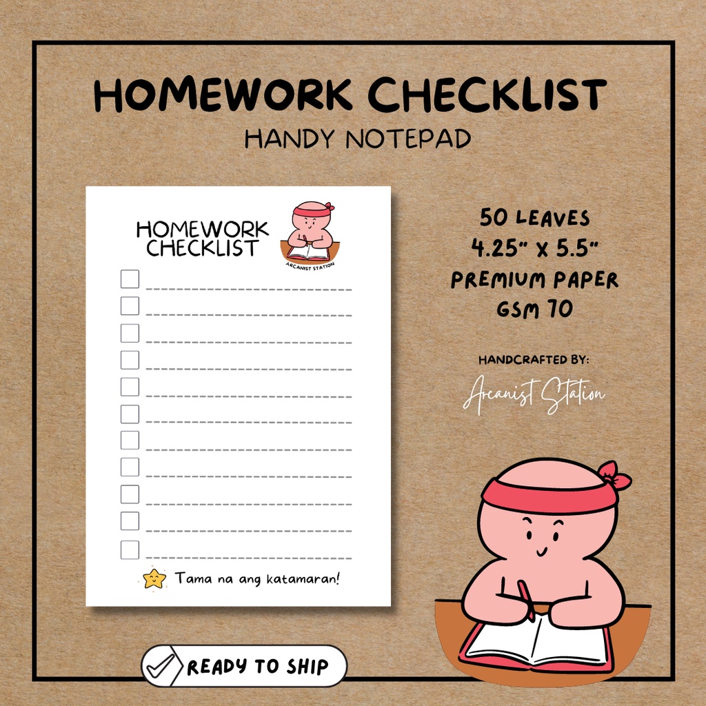 Homework Checklist Handy Notepad Planner Shopee Philippines