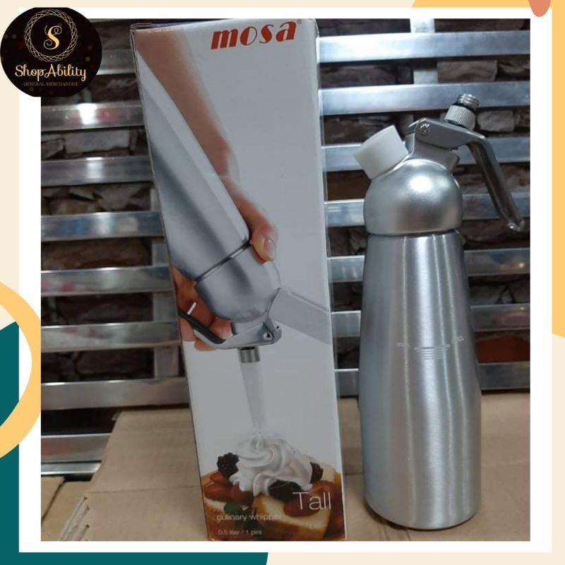 MOSA whipped cream dispenser (500ml)with 10 pcs N2o charger Shopee
