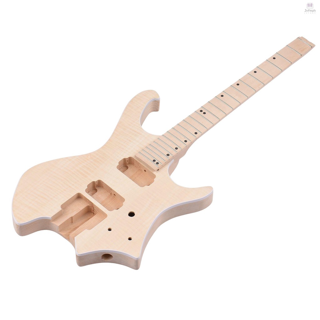 Unfinished DIY Electric Guitar Kit Basswood Body Maple Wood Fingerboard
