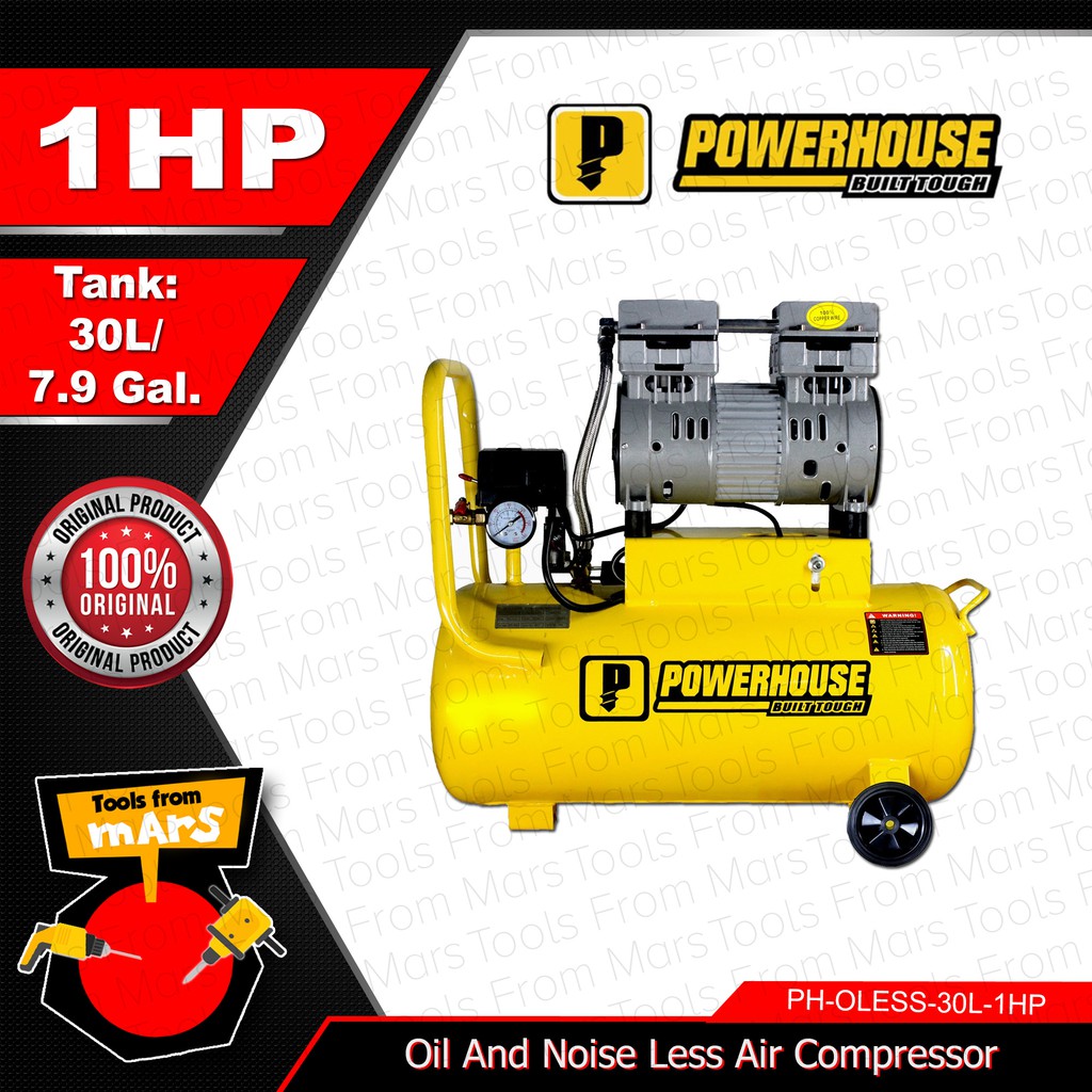 POWERHOUSE 30L Oil And Noise Less Air Compressor 30 Liters 1HP PH-OLESS ...