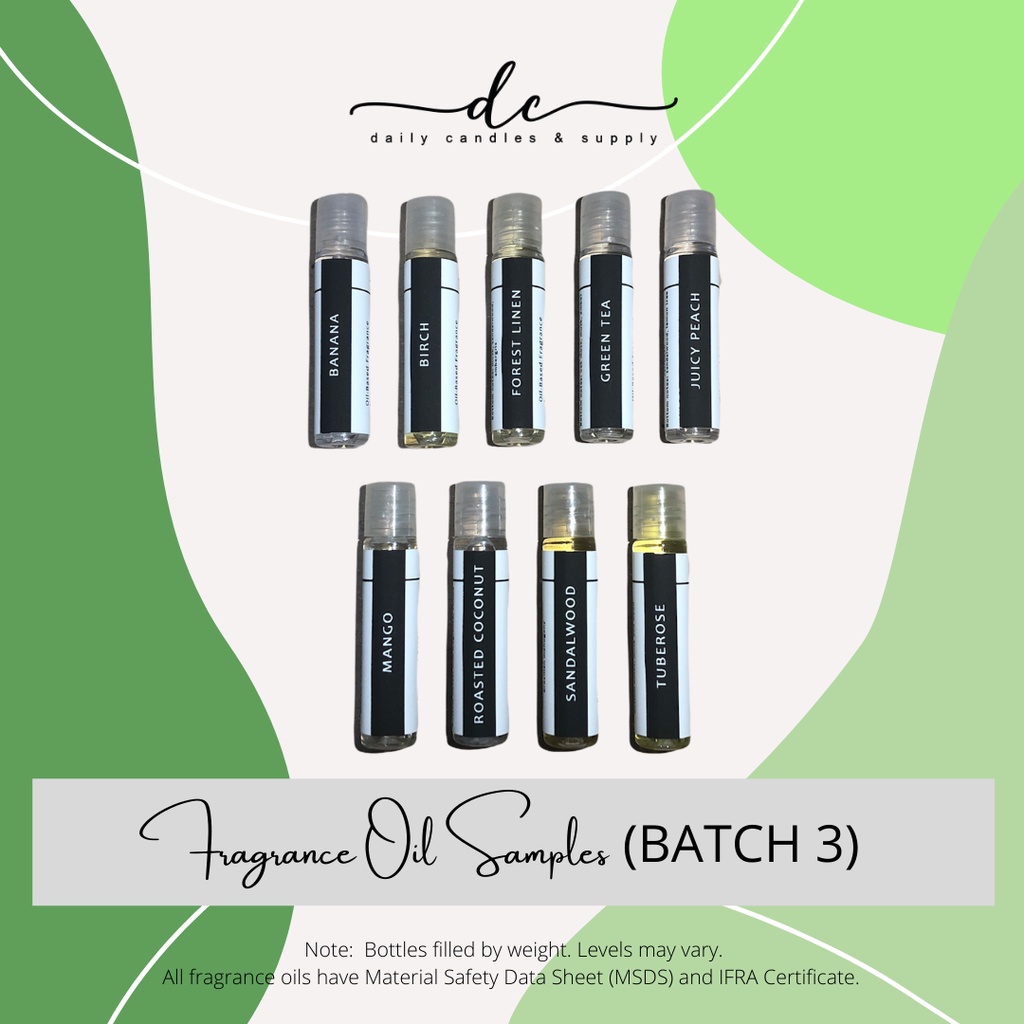 Daily Candles BATCH 3 FRAGRANCE OIL SAMPLES SET for Candle and Soap