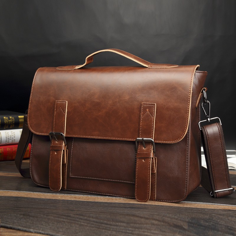 READY STOCK Fashion vintage men leather shoulder bag briefcases ...