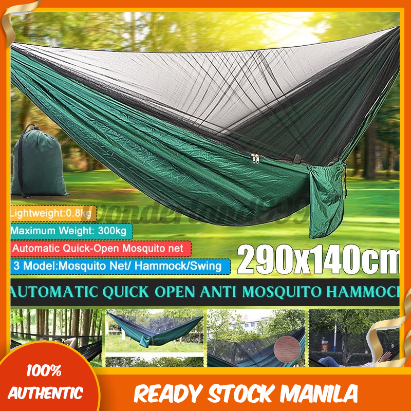 Camping Hammock with Mosquito Net Rain Fly Tarp,Double Nylon Parachute Hammocks Sunshade