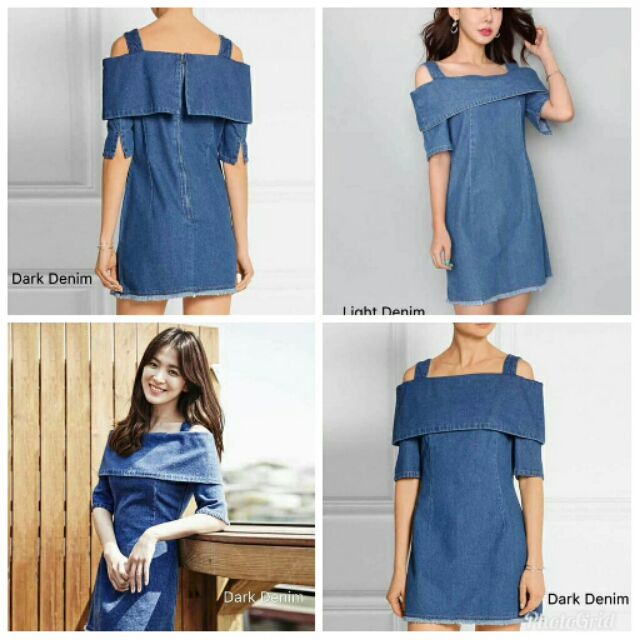 Off shoulder jean online dress