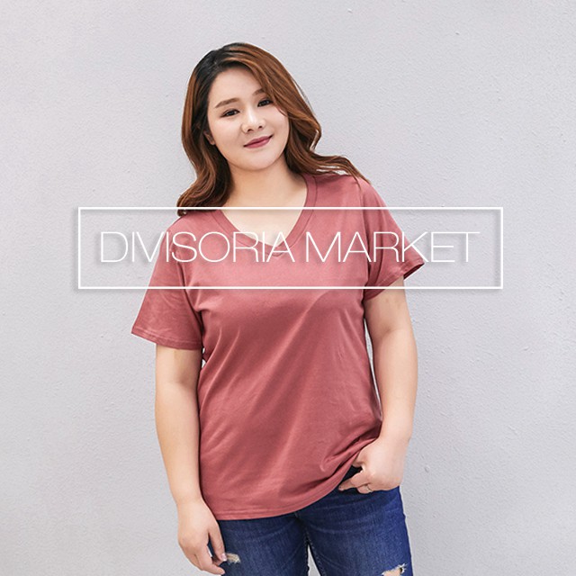 Plus Size Plain Vneck Tshirt tops XS TO L XL to 2XL PLUS SIZE FINDS