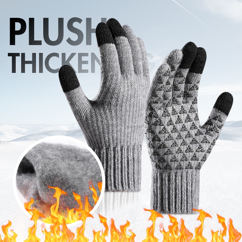Men Winter Knitted Windproof Thicken Warm Gloves/Fashion Thermal