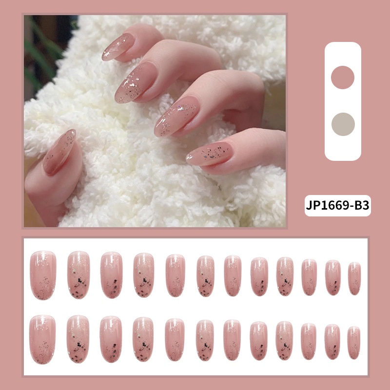 【With Glue+Gift】24Pcs Fake Nails Set With Glue French Finger Nail Art ...