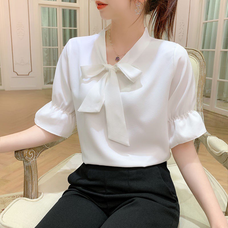 Bibiy ANNE RIBBON BLOUSE - F / WHITE（Blouse Tops Women