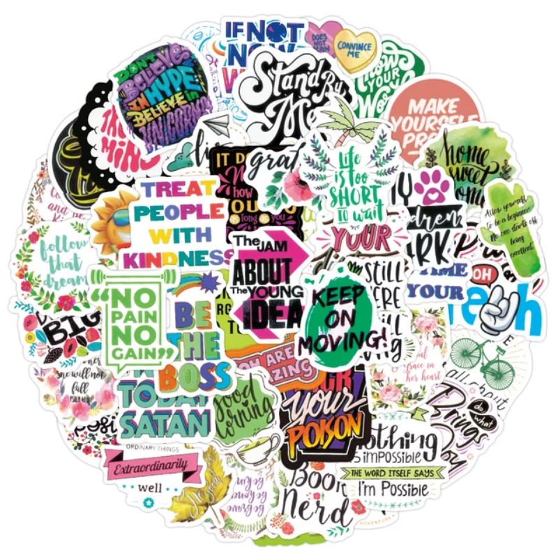 TC037- 50 pcs Inspirational Word Statement Sticker Waterproof Vinyl ...