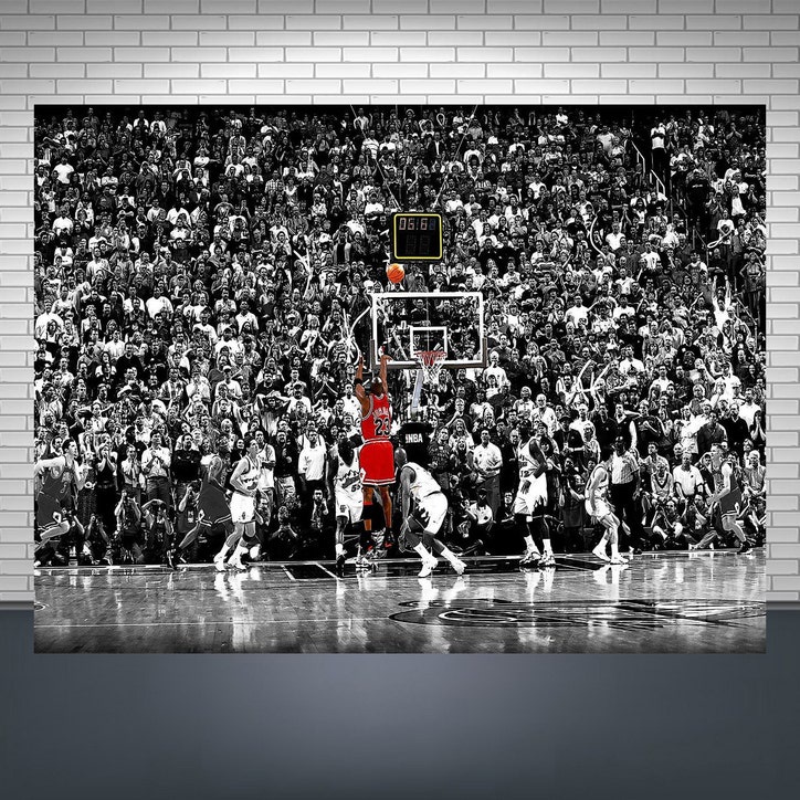 Michael Jordan Last shot Poster Black and White Chicago Bulls Canvas