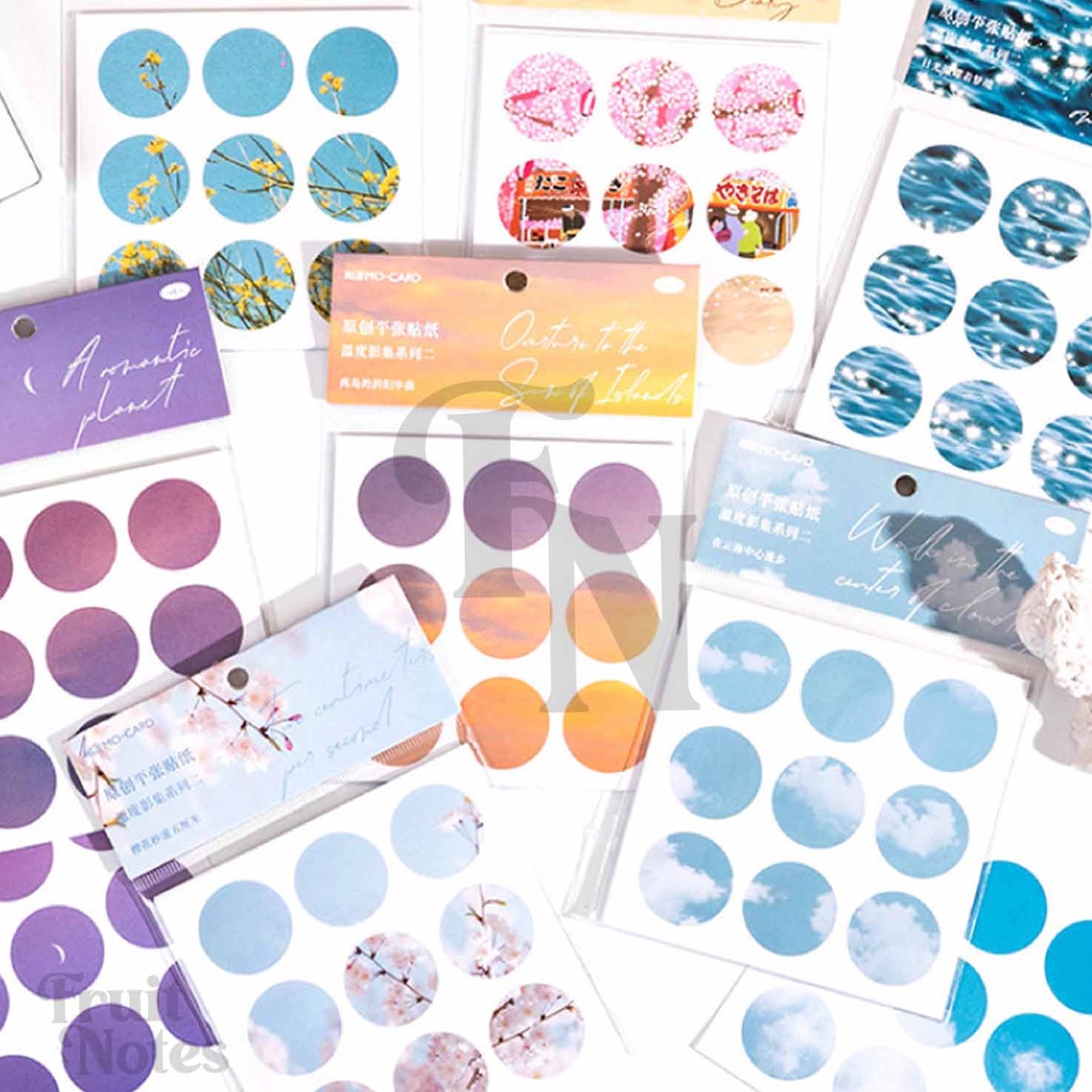 [CLEARANCE] ST067 9 sheets Landscape Theme Round Stickers | Shopee ...