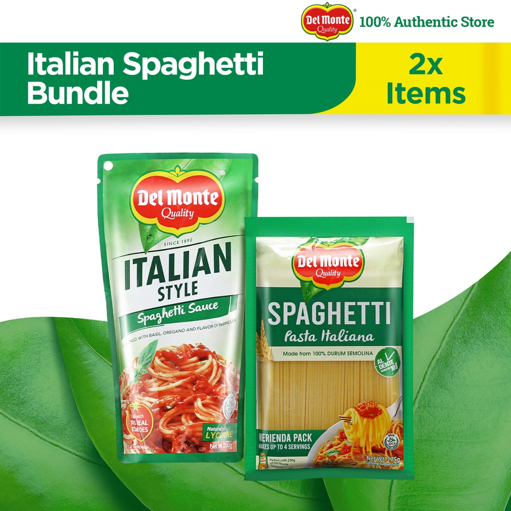 DEL MONTE Merienda Bundle Italian Spaghetti x 2 items (Italian Style Sauce + Pasta) Shopee