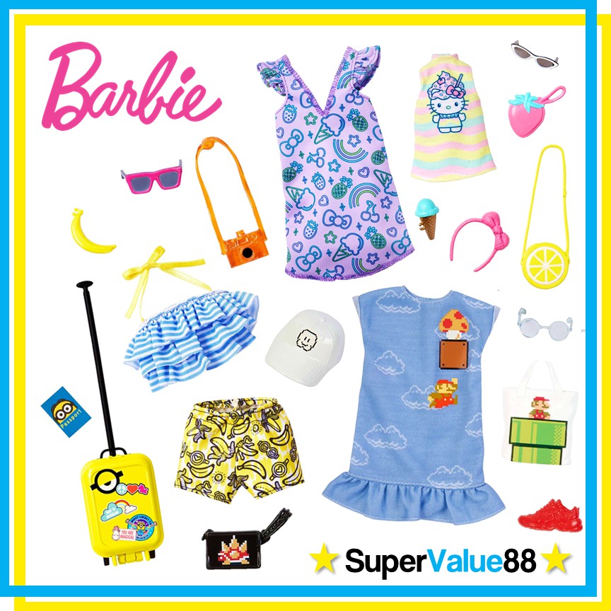 Barbie Doll Clothes: Hello Kitty & Friends Fashion Pack with Ice  Cream-Print Dress & 6 Sweet-Themed Accessories