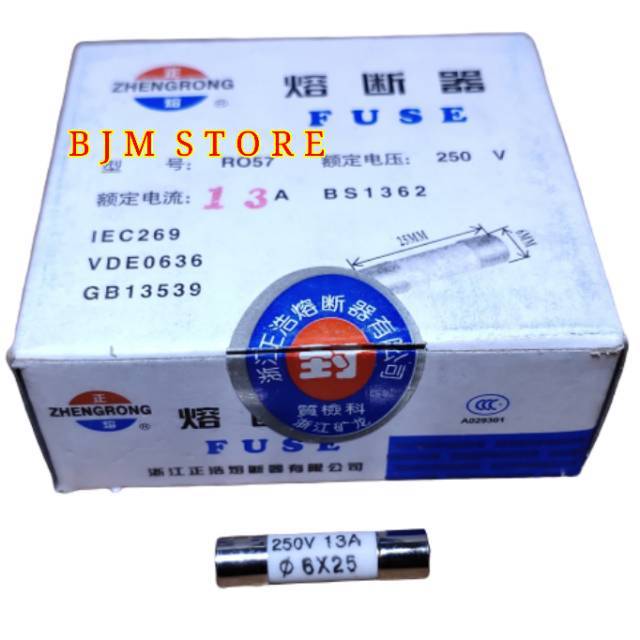 AC Socket Fuse 13A 6 x 25mm - Fuse - AC Fuse 250V (1 box 100pcs ...