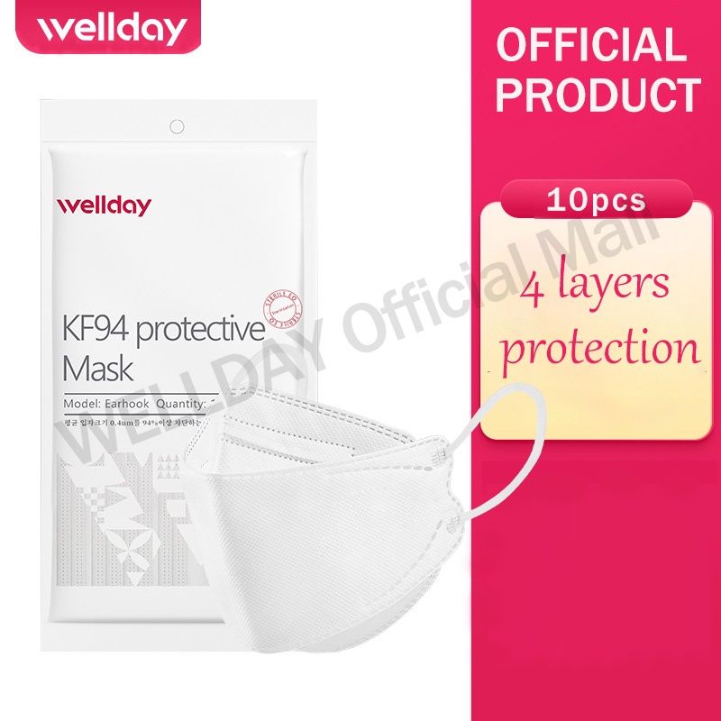 Wellday Mask KF94 Face Mask 50pcs Nonwoven Protection Filter 3D Anti