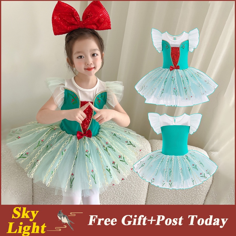 Little Girls Frozen Elsa Anna Snow Queen Ballet Children Carnival Tulle
