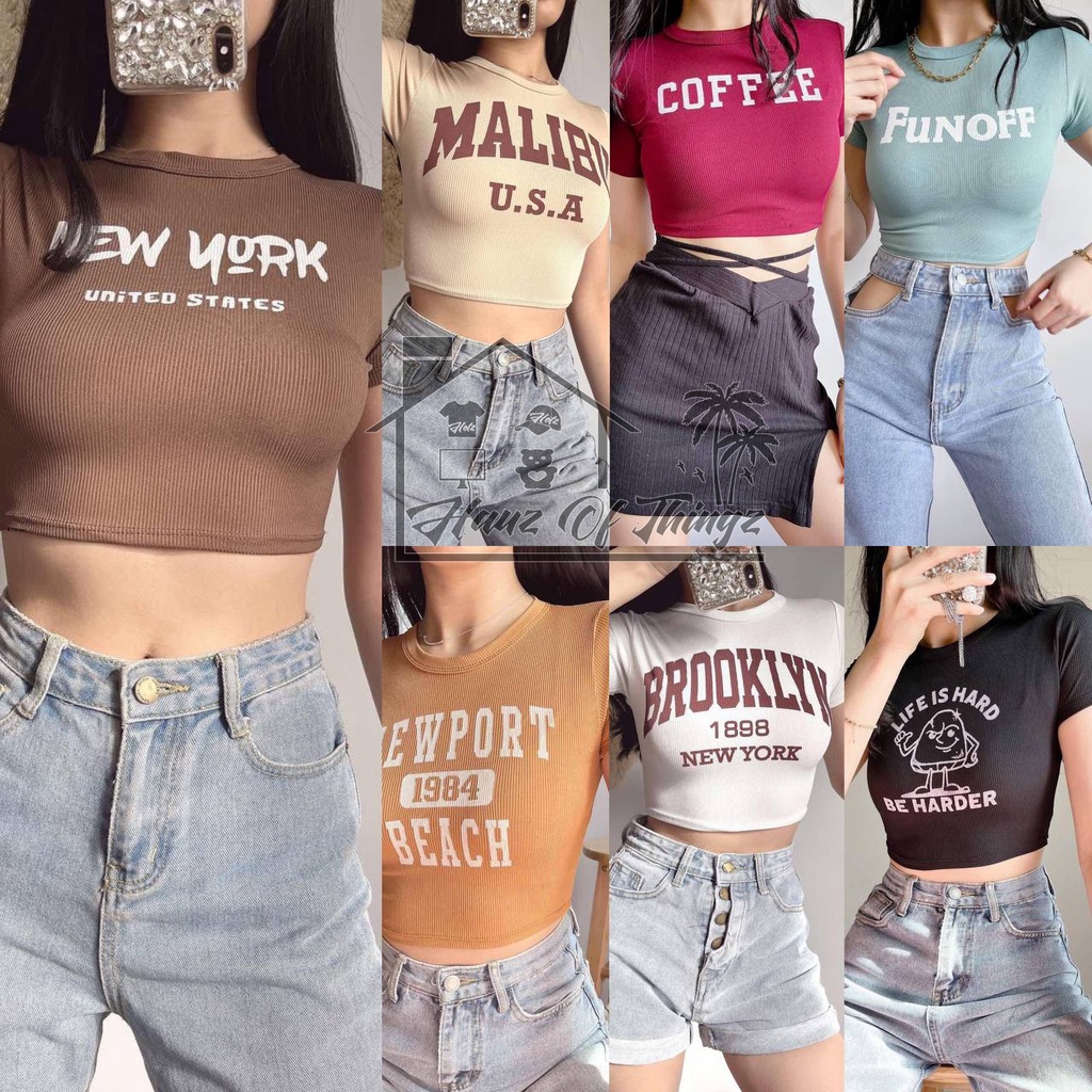 Hotz Statement Shorts Sleeves Crop Top Xs Small Slim Body Frame Shopee Philippines 9827