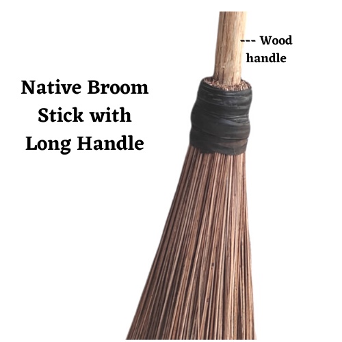 Native Broomstick with Long wood handle/inserted handle 82cm/total