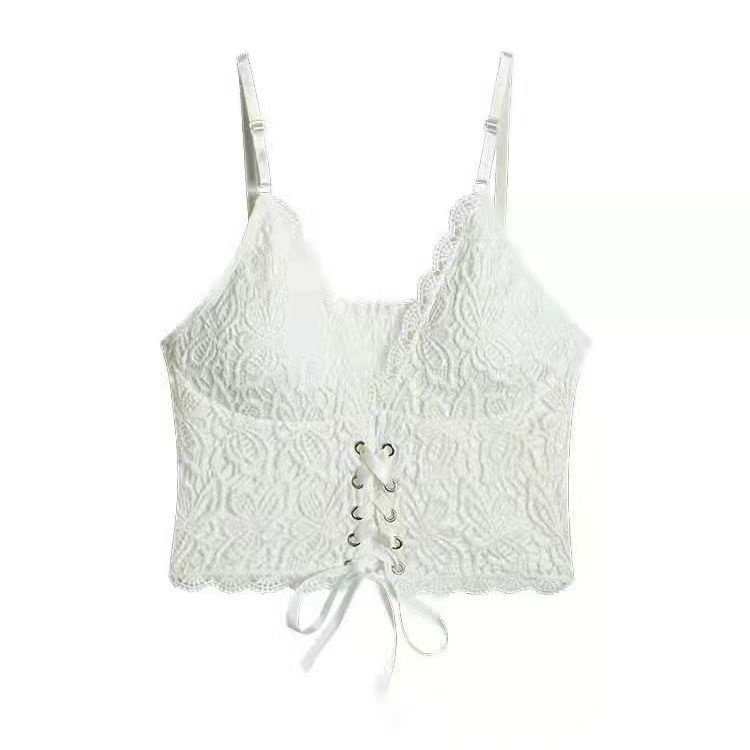 French Lace Women's Tank Tops Sexy Slim Cami Summer Chest Pad | Shopee ...