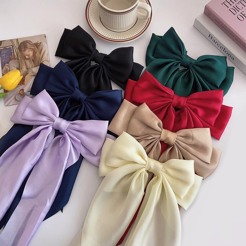 A-Pink. INS Elegant Silk Ribbon With Long Streamer Duckbill Clip ...