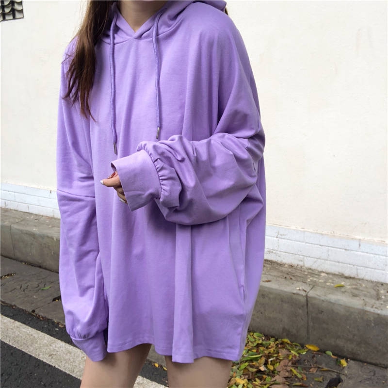 Fashion Loose Casual Oversized Hoodies Korean Style Thin Solid