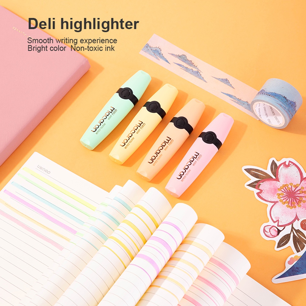 Deli EU356 Highlighter Pen Macaron Pastel Marker Highlighter Pen Set ...