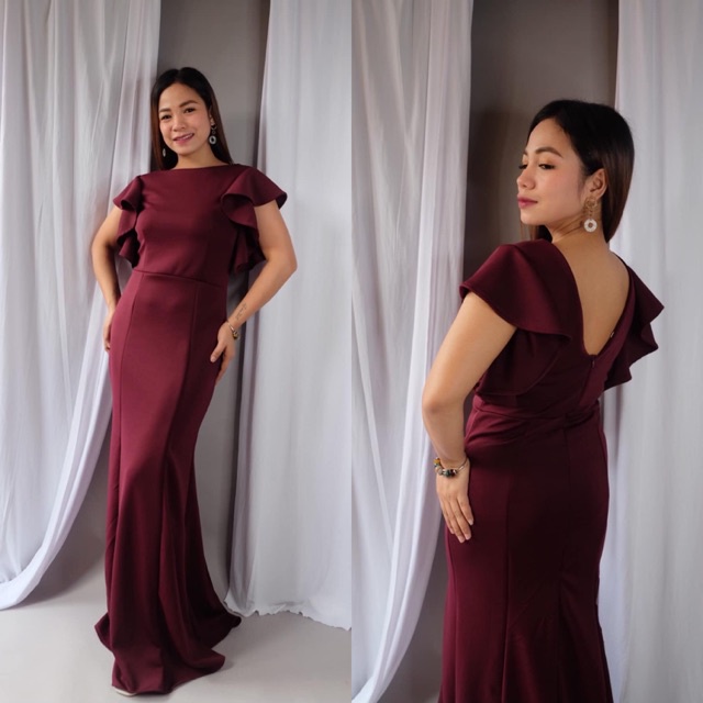 Raffles V-Back Mermaid Long Gown | Shopee Philippines