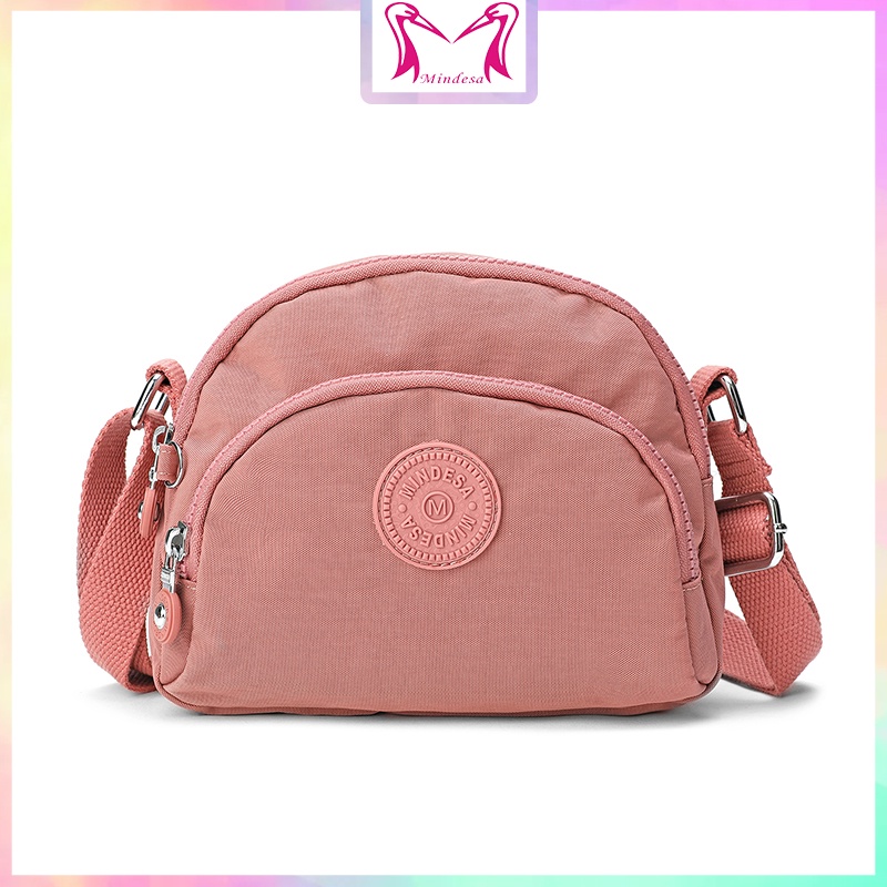 Mindesa Women's Shoulder Bag Nylon Waterproof Crossbody Bag Small Size Sling Bag Three Layer