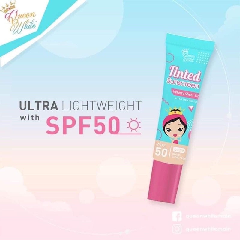 SS | Queen White Tinted Sunscreen Shade Adjusting SPF50 | Shopee ...
