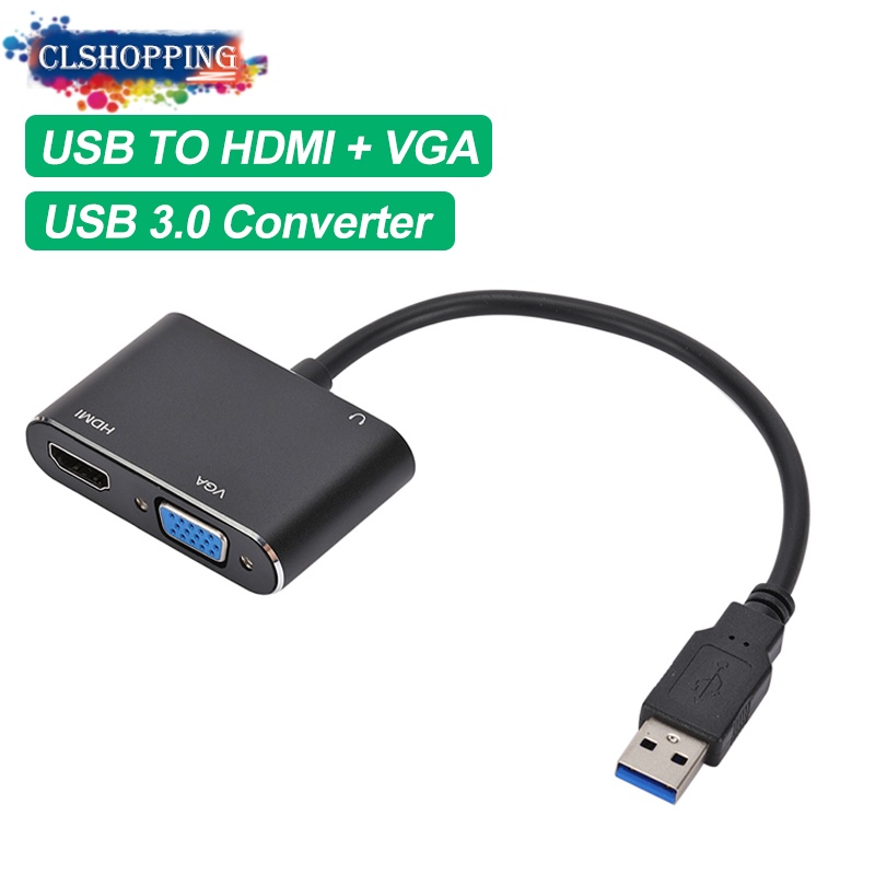 Video Audio USB 3.0 to HDMI VGA Converter Adapter 1080P MultiDisplay
