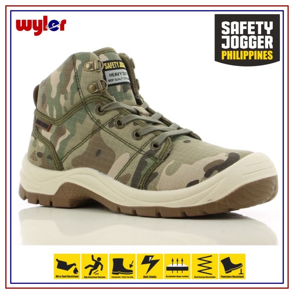 Safety Jogger Desert Camo S1p High Cut Safety Shoes Work Boot Footwear Steel Toe Oil Resist Shopee Philippines