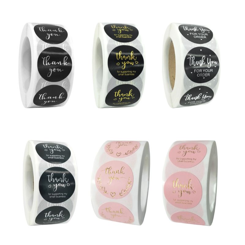 SPMH 500pcs Thank You Stickers Gold Silver Foil Seal Label for Small ...