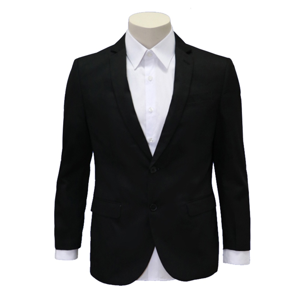 Sahara Men's Slim Fit Plain Two-Button Suit Blazer (Black) | Shopee ...