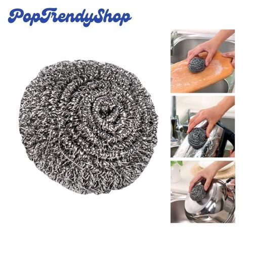 Stainless Steel Wool Scrubber Metal Scouring Scourer Pot Scrubbing