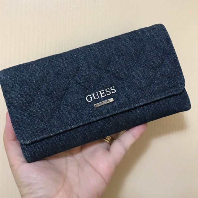 Preloved Guess Denim Wallet Shopee Philippines