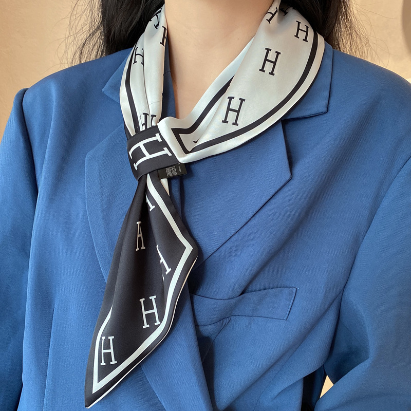 New Korean version of the ins long small silk scarf women spring ...